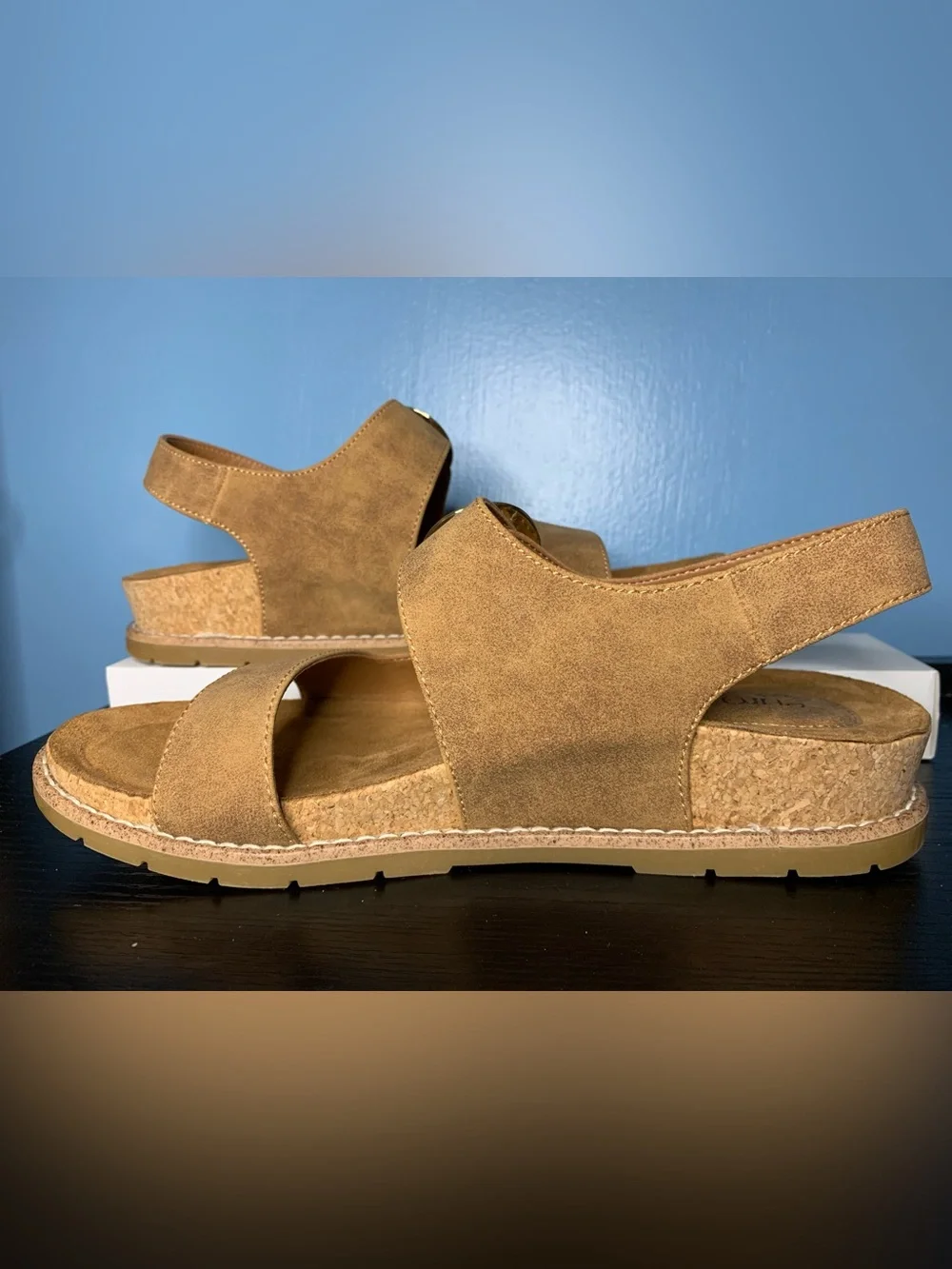 EuroSoft Tan Suede Slingback Sandals with Buckle